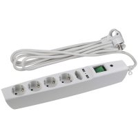 Сетевой фильтр 2м 5 розеток + 2xUSB ЭРА SFU-5es-2m-W Белый (C0043327)