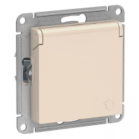 Розетка 1гн с/п с з/к штор. с крыш. IP44 Песочный AtlasDesign ATN001246 (5/20)