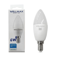 Лампа светодиодная  свеча 6W Е14 нейтральный белый свет WELLMAX 4К