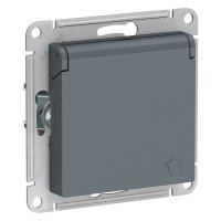 Розетка 1гн с/п с з/к штор. с крыш. IP44. Грифель AtlasDesign ATN000746 (5/20)