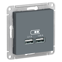Розетка USB (1 порт 1,2А+1 порт 2,4А) Грифель AtlasDesign ATN000733