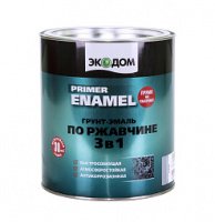Эмаль Грунт 3 в 1 Экодом серая, 0,9кг (6)