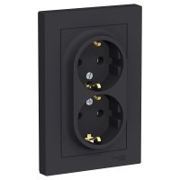 Розетка 2гн с/п с з/к со шторками Базальт AtlasDesign ATN001426 (6/36)