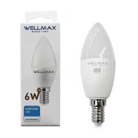 Лампа светодиодная  свеча 6W Е14 дневной свет WELLMAX 6,5К