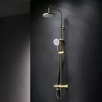 Душевая система AM.PM X-Joy F0785A599,см-ль д/душа с ТМС, душ.штанга,верхний душ 220мм, ручн душ, золото