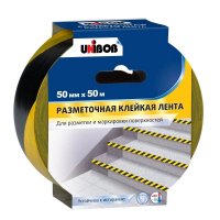 Скотч разметочный UNIBOB 50*50 м, желто-черный (24шт/уп)