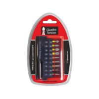 Набор бит 19 предм.Ph1-3, Pz1-3 шестигр.3-5мм,Torx 10-40, шлиц 3,5х25м, держатель "Quadro Torsion" (490019)