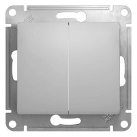 Выключатель 2 кл с/п прох Алюминий Glossa GSL000365 (20/160)