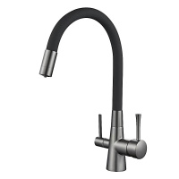 Смеситель для мойки LAUTE T60003BY-2,под фильтр и гибким изливом,графит
