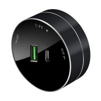 Розетка круглая MultiTrack USB (тип А+С) 18Вт, 5В/3А Антрацит MTK13003B