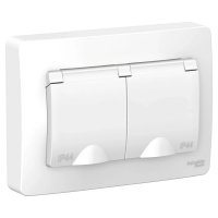 Розетка 2гн с/п с з/к со шторк, с крышкой Blanca Белый  IP44 BLNRS441121 (5/30)